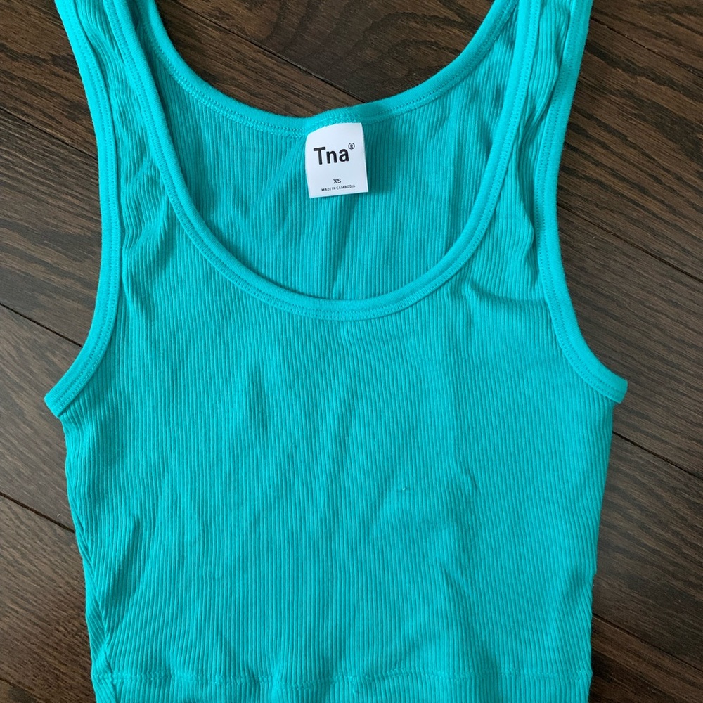Tna Turquoise Ribbed Tank Top